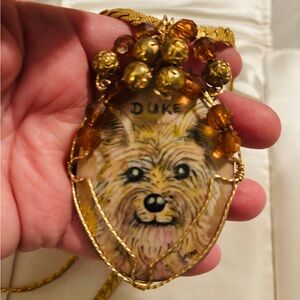 Handcrafted Dog Pendant Necklace with Amber Beads